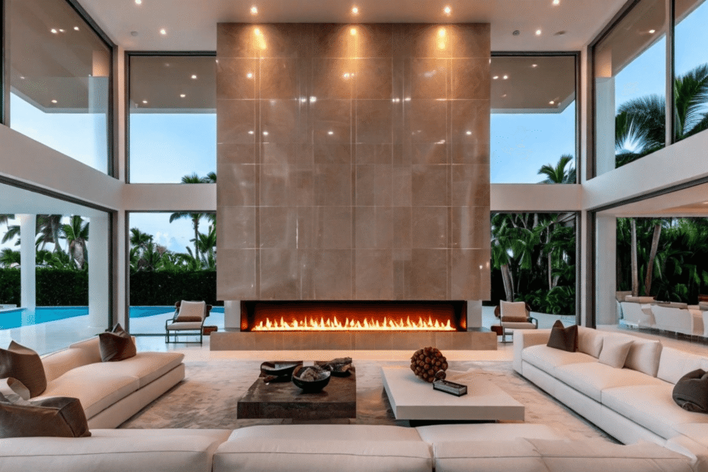 Living Room Fireplace - Miami Beach, FL